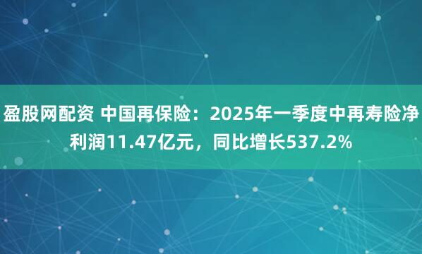 盈股网配资 中国再保险：2025年一季度中再寿险净利润11.47亿元，同比增长537.2%