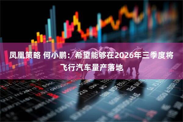 凤凰策略 何小鹏：希望能够在2026年三季度将飞行汽车量产落地